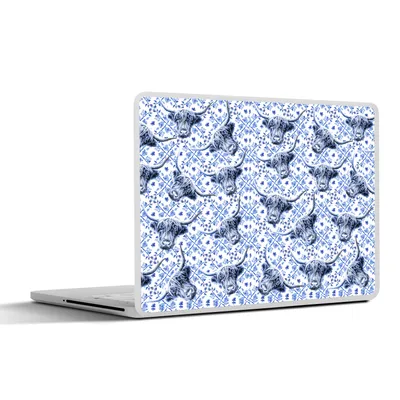 Produktbild von MuchoWow® Laptop Aufkleber Sticker Cover Delfter Blau - Schottischer Highlander - Tiere 25x18 cm - Laptop-Deko