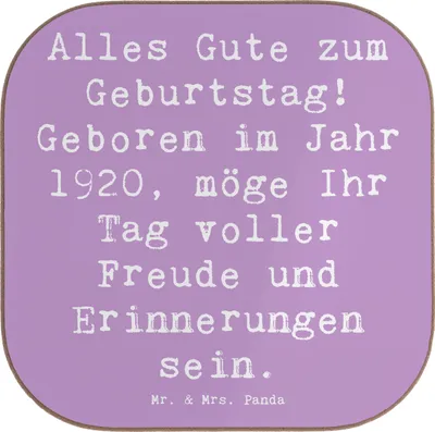 Produktbild von Mr. & Mrs. Panda Tischuntersetzer Spruch 1920 Geburtstag - Lavendeltraum - Geschenk, Tassenuntersetzer, Coaster, Geburtstagsgruß, gläseruntersetzer, Alles Gute zum, Alter