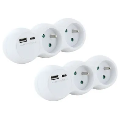 Produktbild von Doppelsockel weiß - 2X 16A mit USB-A + USB-C