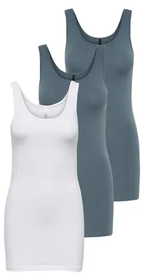 Produktbild von ONLY Damen Onllive Love Long Tank TOP JRS 3-PA, White/+ 2 Blue Mirage, XS