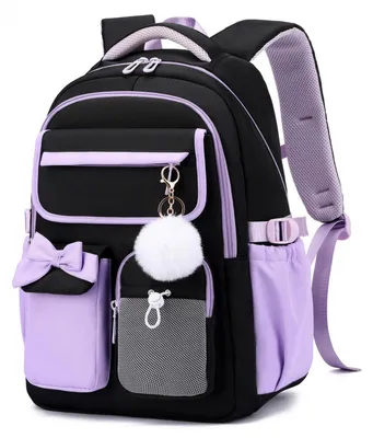 Immagine prodotto di Zaino per ragazze adolescenti, tessuto Oxford idrorepellente, 28 litri, nero e viola
