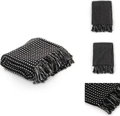 Productafbeelding van vidaXL Overwerp van katoen, geruit, 160x210 cm, zwart - Dekens