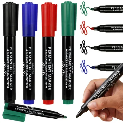 Produktbild von Permanentmarker mit Rundspitze, wasserfest, schnell trocknend, nicht abwischbar, 2,5 mm – 4er-Set