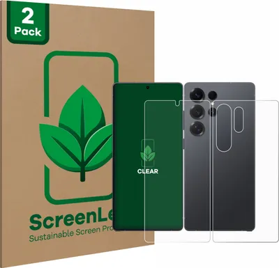 Produktbild von 2x ScreenLeaf Schutzfolie für Samsung Galaxy S25 Ultra (Display+Rückseite) nachhaltiger Displayschutz Display Schutz Folie Klar Transparent
