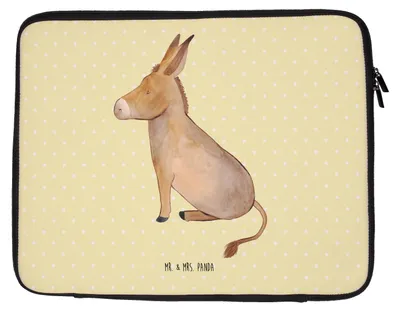 Produktbild von Mr. & Mrs. Panda Laptophülle Esel 33 x 42 cm - Gelb Pastell - Geschenk, Laptop Sleeve, Lustige Sprüche, Ziel, Zuversicht, Hülle, Erfolg, Laptoptasche, Case, Mut, Tasche