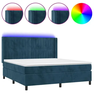 Produktbild von vidaXL Boxspringbett mit Matratze & LED Dunkelblau 180x200 cm Samt