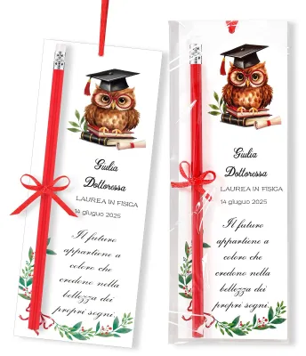 Productafbeelding van Tafelkaarten 30 Stuks - Boekenleggers voor Afstudeerfeest - Gastgeschenk - Tafeldecoratie - Uilen-Design - Papier/Hout