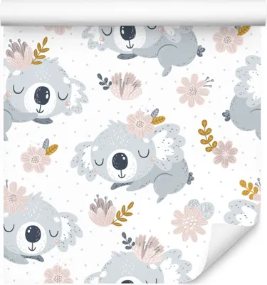 Produktbild von 10m VLIES TAPETE Rolle Kinderzimmer Tiere Koalas Blumen Blätter XXL