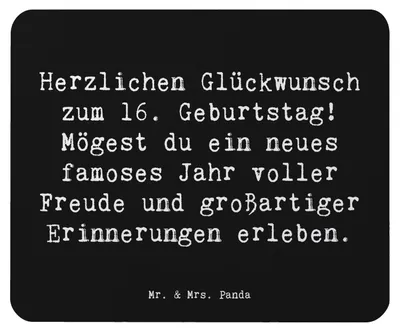 Produktbild von Mr. & Mrs. Panda Mauspad Spruch 16. Geburtstag - Schwarz - Geschenk, Feier, pc mausunterlage, Happy Birthday, computer mousepad, aufregende Möglichkeiten, Überraschung
