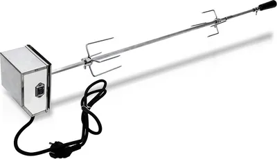 Obrázok produktu pre SWANEW Grilovací rožeň 117cm 230V nerezová oceľ vrátane 2 svoriek na mäso Elektrický otočný rožeň, otočný rožeň, otočný rožeň