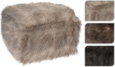 Produktbild von Sitzhocker in Nerzfelloptik Farbe wählbar Sitzkissen Hocker 50x26cm Sitzwürfel, Farbe:braun