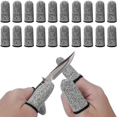 Produktbild von 20 Stück Fingerhandschuhe Anti-Schnittfingerringe Reißfeste Fingerhüllen Fingerhüllen für Küche Garten Arbeit (Grau)