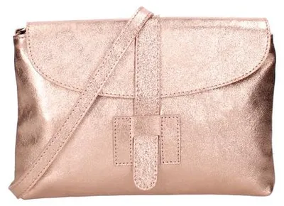 Image de Pochette pour femmes en cuir véritable laminé, avec bandoulière réglable, fabriquée en Italie