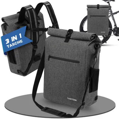 Produktbild von Fahrradtasche Wasserdicht 3in1 Fahrradrucksack für Gepäckträger Reflektierend, Mit Reflektorstreifen Sichere Befestigung Laptopfach