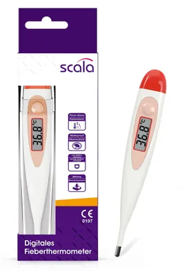 Produktbild von scala SC 17 Digitales Fieberthermometer – wasserdichtes Fiebermessgerät mit Sign