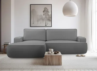 Produktbild von AX LIVING Ablia Sofa L Form mit Schlaffunktion Dunkelgrau 267 cm L
