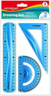Produktbild von Zestaw geometryczny linijka ekierka kątomierz Keyro