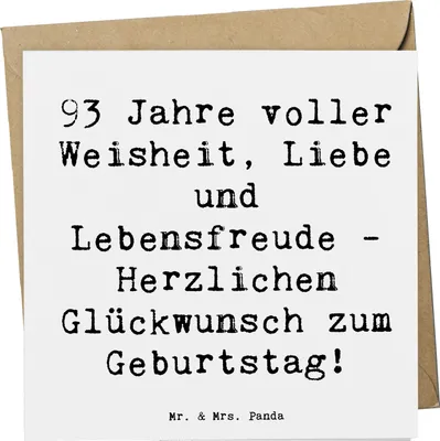 Produktbild von Mr. & Mrs. Panda Grußkarte Spruch 93. Geburtstag - Weiß - Geschenk, Glückwunschkarte, faltkarte, Erinnerungen, Herzlichen Glückwunsch, doppelkarte, Happy Birthday, Alter