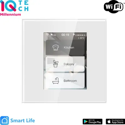 Obrázok produktu pre IQTech Millennium L8HSTYW, Wi-Fi Multifunkčný prepínač SMARTLIFE, biely