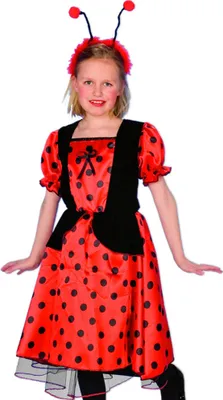 Produktbild von Marienkäfer Kinderkostüm für Mädchen | Kleid Rot Schwarz Größe: 104