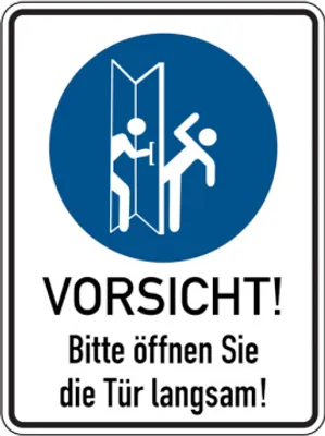 Produktbild von Dreifke® Türschild, Bitte öffnen Sie die Tür langsam!, links, 200 x 150 mm, F...