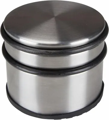Produktbild von PolkaHome® Türstopper rund – Edelstahl Türkeil ohne Bohren, rutschfest, 9 x 7,5 cm, 1 kg, Silbergrau