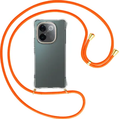 Produktbild von Handykette Backcover-Schutzhülle mit Band (Metall goldfarben) für Vivo iQOO Z9s Pro / T3 Pro 5G - neonorange