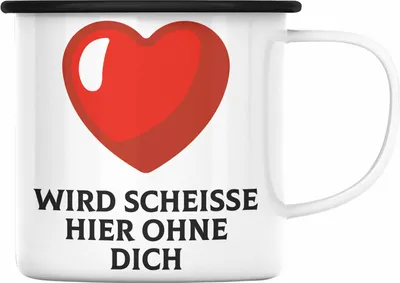 Produktbild von Trendation - Jobwechsel Emaille Tasse Geschenk Kollegin Kollege Lustig Abschiedsgeschenk Sprüche - Wird Sch Hier Ohne Dich (Schwarz)