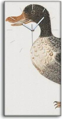 Produktbild von Küche Wohnzimmer Wand Leinwand Uhr 30x60 Zeichnung Tier Vogel Ente Kunst - weiße Hände