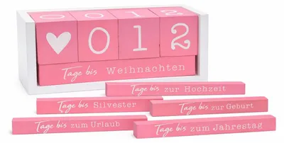 Imagen del producto de Calendario de cuenta atrás de madera, con bloques de números y texto, para 432 días, ideal para colocar en una mesa