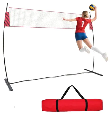 Image de Filet de volley-ball, longueur 366 cm, hauteur réglable de 2,24 m à 2,44 m, modèle autoportant, léger et facile à transporter, filet résistant à la déchirure
