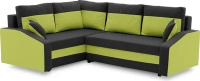 Produktbild von Ecksofa GRANDE PLUS mit Schlaffunktion L-förmig - Eckcouch mit 2 Bettkasten - MIKRO 15 + MIKRO 61 Schwarz + Lime Links (Muster 2)