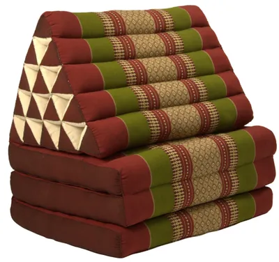 Produktbild von Fine Asianliving Thaikissen Dreieckskissen 3 Auflagen Kapokfüllung XL 54x180x6cm Burgundergrün Thai Kissen Meditation Matte Matratze Kapok 301-J09