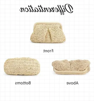 Productafbeelding van Strohoed Clutch Tas voor Dames - Dikke Woven Schoudertas voor Zomer en Strandgebruik