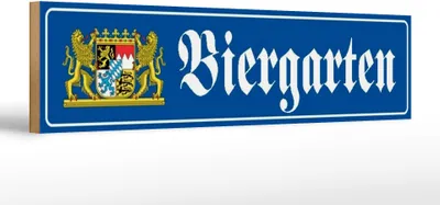 Produktbild von Holzschild Hinweis Biergarten , 46x10 cm, Holzschilder Spruch Getränke Alkohol Bier