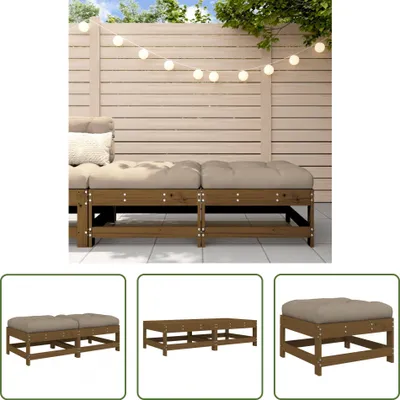Produktbild von The Living Store Gartenhocker mit Kissen 2 Stk. Honigbraun Massivholz Kiefer
