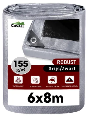 Immagine prodotto di Telo impermeabile da copertura, 155 g/m² – Telo resistente, 6x8 metri, colore argento (grigio)/nero