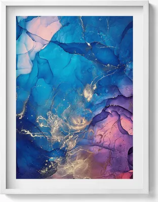 Produktbild von Abstraktes Glasmalereifenster– Wandbild mit Rahmen – Gerahmtes Bild  – Wanddekoration – 60x80 cm –  Weiß Rahmen