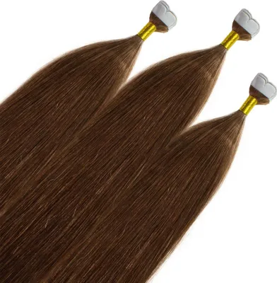 Produktbild von hair2heart Premium Mini Tape Extensions Echthaar - 12 Tapes 40cm Hellbraun