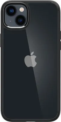 A black iPhone case is shown from the back on a white background.