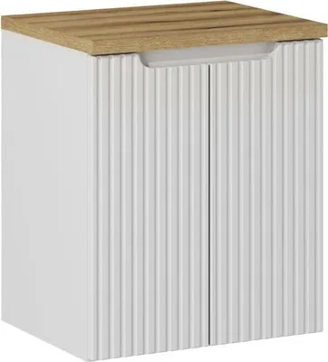 Produktbild von Unterschrank Für Badezimmer 50 Cm Weiß Gerillte Eiche  Evoke