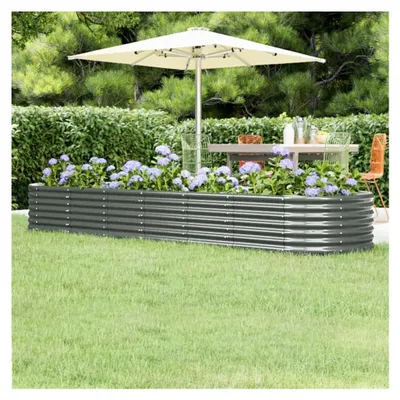 Produktbild von Hochbeet aus Metall für Pflanzen, Kräuter und Blumen 296x80x36 cm Grau