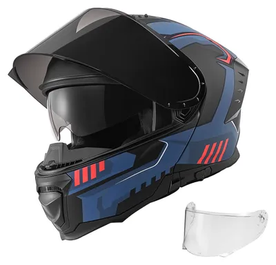 Produktbild von VEVOR Klapphelm mit Doppelvisier Größe XL, Modularer Motorradhelm ECE 22.06 , Straßenmotorradhelm für Erwachsene, Mopedhelm mit Bluetooth-Lautsprecherfach & Herausnehmbarem Innenfutter
