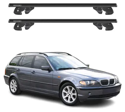 Produktbild von Dachträger Grundtäger für BMW 3er E46 Touring 1999-2007 Alu 90kg Schwarz 2x, KI-generiertes Bild