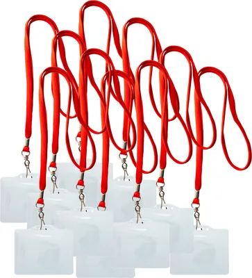 Produktbild von 10 x Lanyard rot + Auswelter - Schlüsselanhänger mit Ausweis