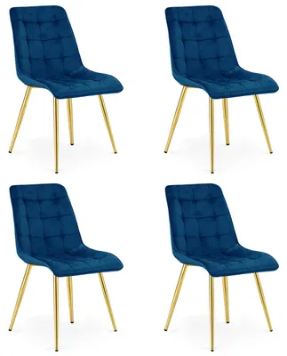 Productafbeelding van Stijl en elegantie: De Split fauteuil - Fluweel, donkerblauw / Goudkleurige poten (4 stuks)