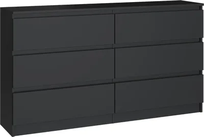 A dark gray dresser with six drawers.