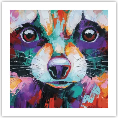 Produktbild von Poster - Poster ohne Rahmen - Waschbär Bunt Öl - 50x50 cm - Wand Bild - Wanddeko - Wandbilder - Kunstposter - Wandposter - Bilder - Kunstdruck - Wanddekoration - Wandbild - P2XAC50x50-4565