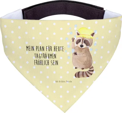 Produktbild von Mr. & Mrs. Panda Hundehalstuch Waschbär - Gelb Pastell - Geschenk, Halstuch, Waschen, Hund, Lustige Sprüche, Plan, Für Hunde, Hunde-Halstuch, Fröhlich, Seifenblasen, Tuch