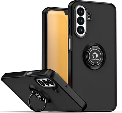 Produktbild von Hülle für Samsung Galaxy A26 Matte Transluzent TPU Stoßfest Schutzhülle mit Ring Halter Ständer Schwarz